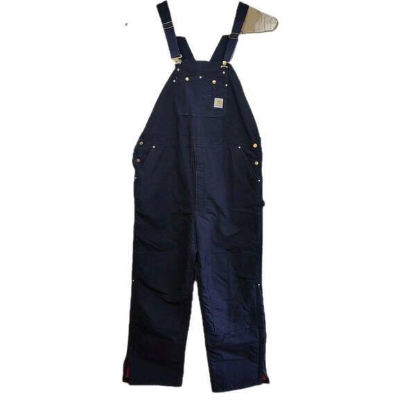 Carhartt R92 DNY quilt-lined men's bib overalls, zip to knee, 50 x 34, navy blue - Picture 1 of 10
